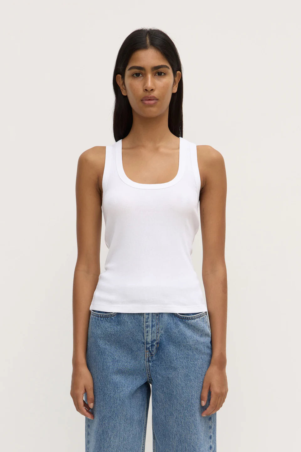 ASSEMBLY LABEL // Robyn Scoop Neck Rib Tank WHITE