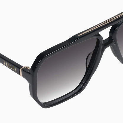 VALLEY // Rodeo GLOSS BLACK w. GOLD METAL/BLACK GRADIENT LENS