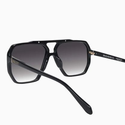 VALLEY // Rodeo GLOSS BLACK w. GOLD METAL/BLACK GRADIENT LENS