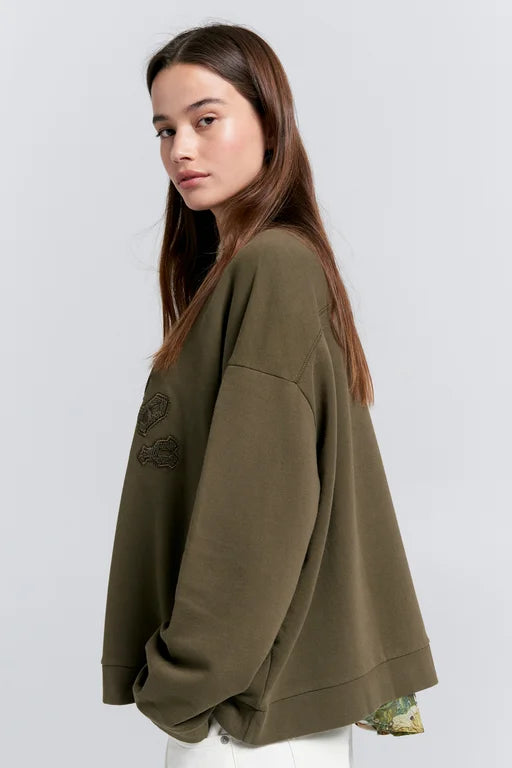 KAREN WALKER // Runaway Arch Organic Cotton Sweatshirt HUNTER GREEN