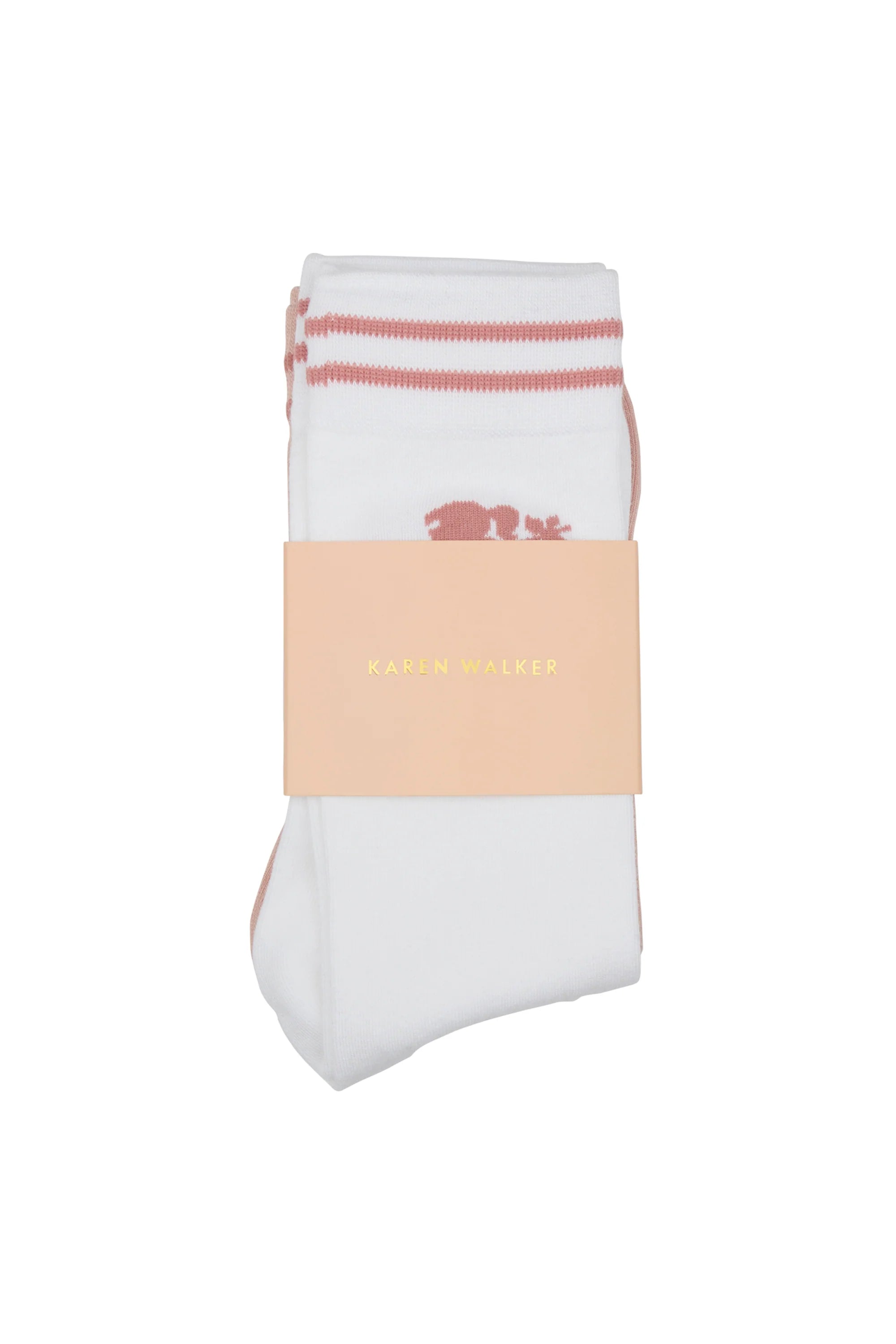 KAREN WALKER // Runaway Girl 2Pack Socks PINK/WHITE