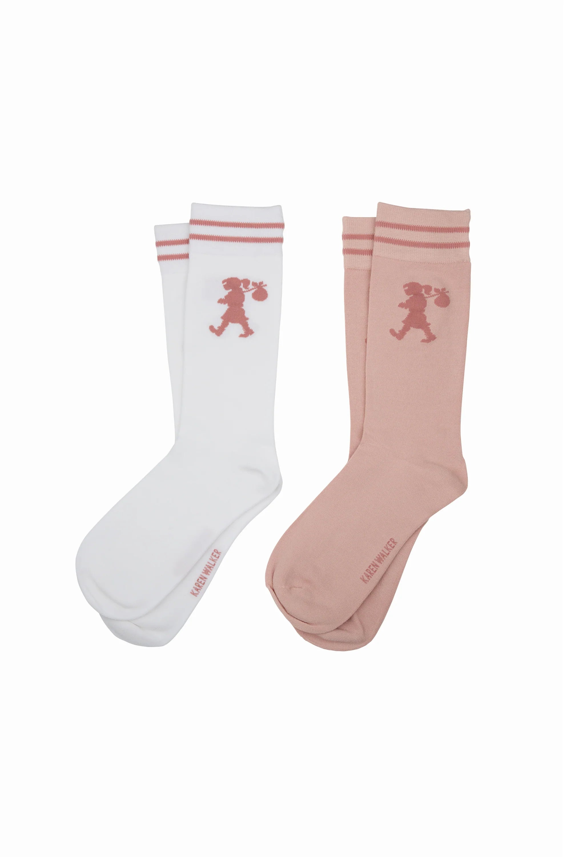 KAREN WALKER // Runaway Girl 2Pack Socks PINK/WHITE