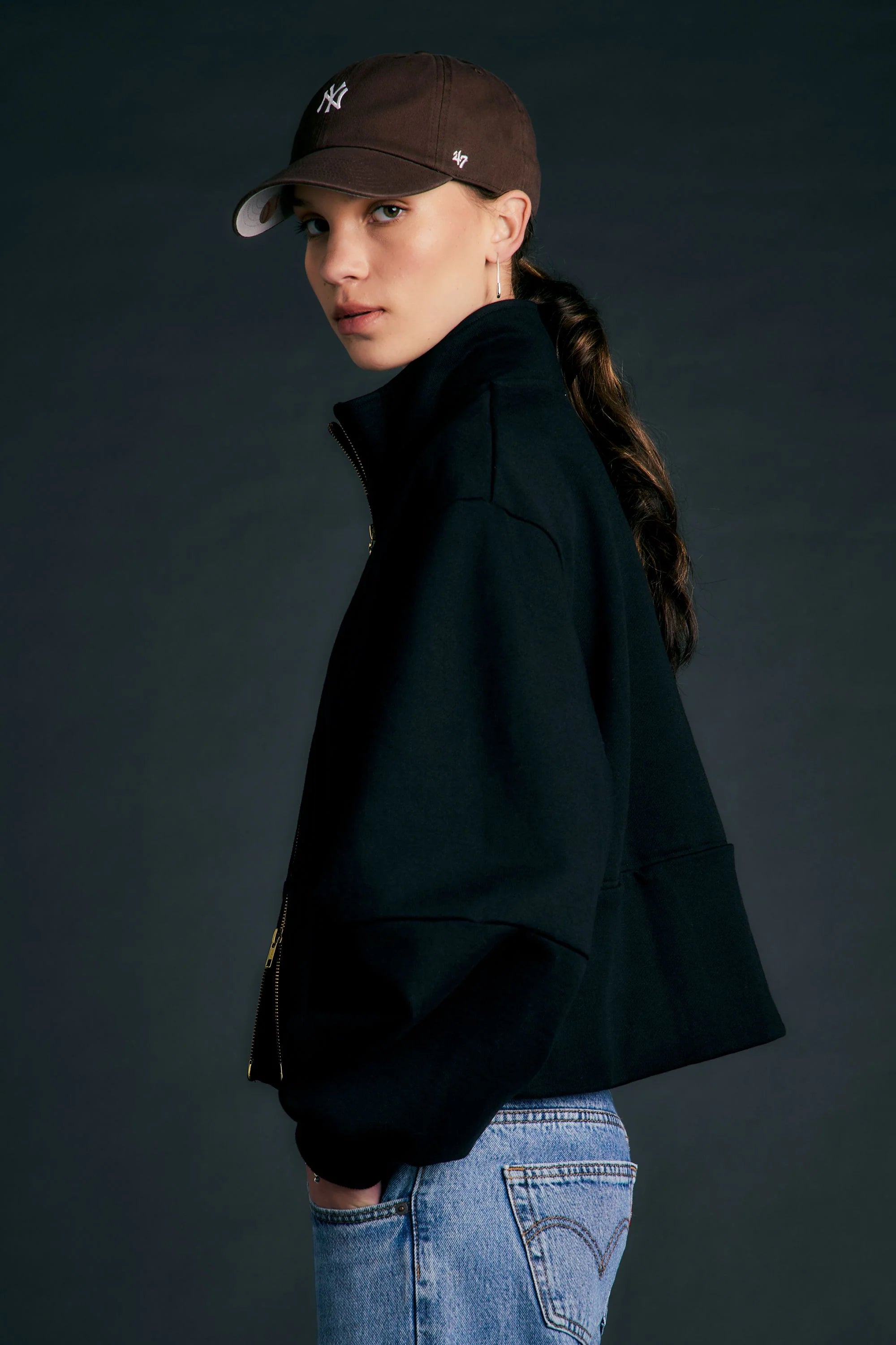 Runaway Zip Front Sweatshirt BLACK