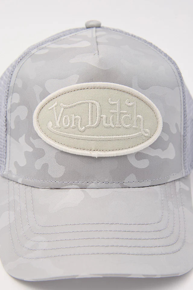 VON DUTCH // Unisex Trucker Hat TAUPE SATIN CAMO
