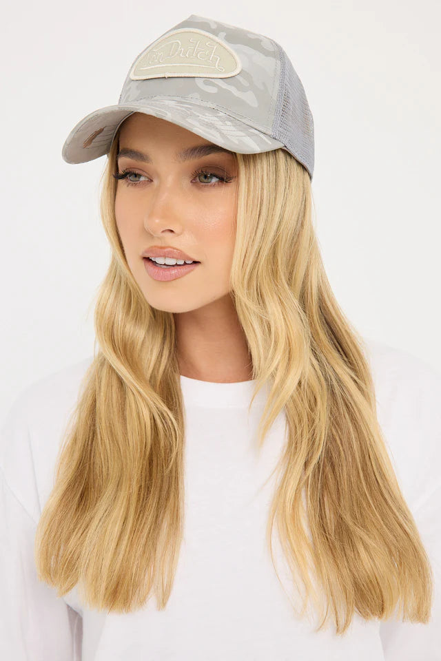 VON DUTCH // Unisex Trucker Hat TAUPE SATIN CAMO