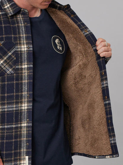 JAF // Seaport Shearling Shirt BLUE CHECK