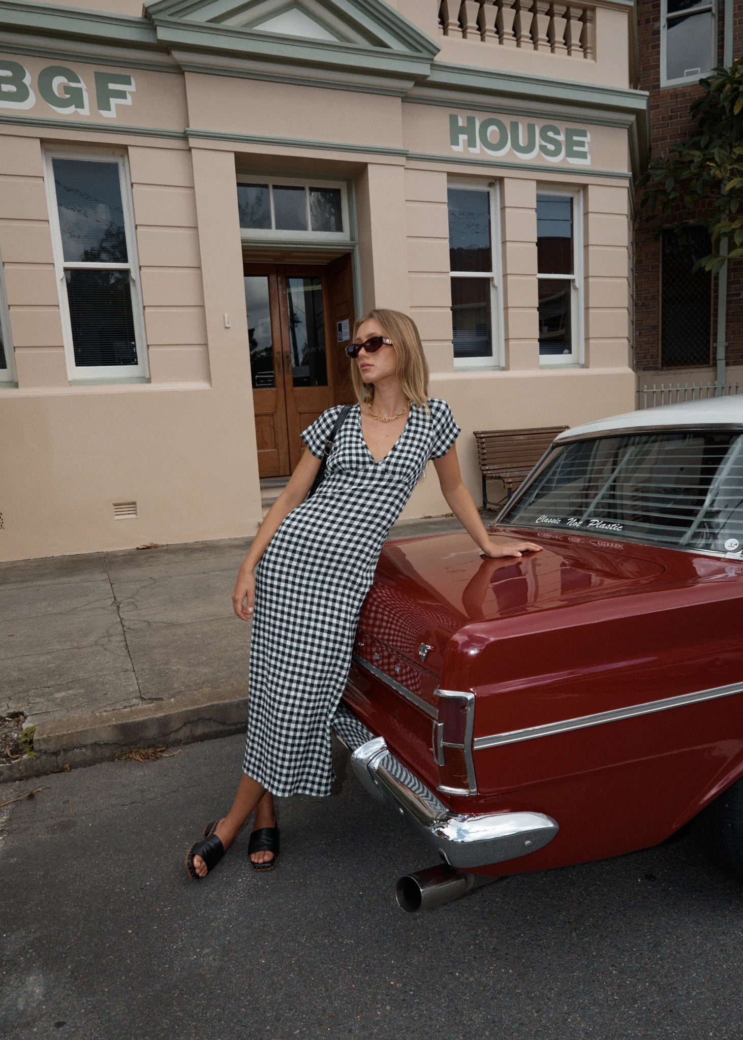 AFENDS // Rowan Seersucker Maxi Dress CHECK BLACK/WHITE
