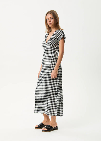 AFENDS // Rowan Seersucker Maxi Dress CHECK BLACK/WHITE