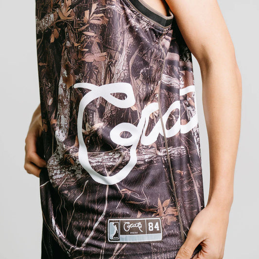 CRATE // Side Script Basketball Singlet TREE CAMO