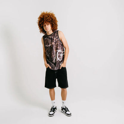 CRATE // Side Script Basketball Singlet TREE CAMO