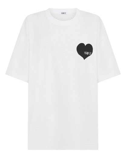 SSAINT // Heart Tee OS WHITE/BLACK