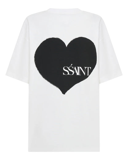 SSAINT // Heart Tee OS WHITE/BLACK