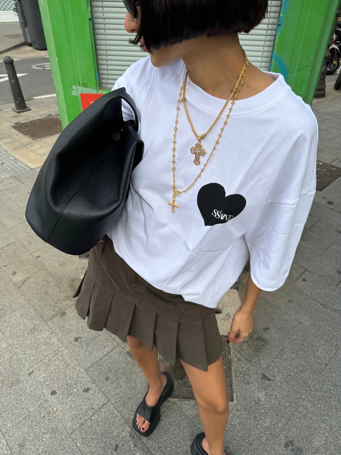 SSAINT // Heart Tee OS WHITE/BLACK