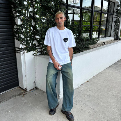 SSAINT // Heart Tee OS WHITE/BLACK