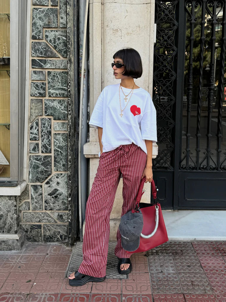 SSAINT // Heart Tee OS WHITE/RED