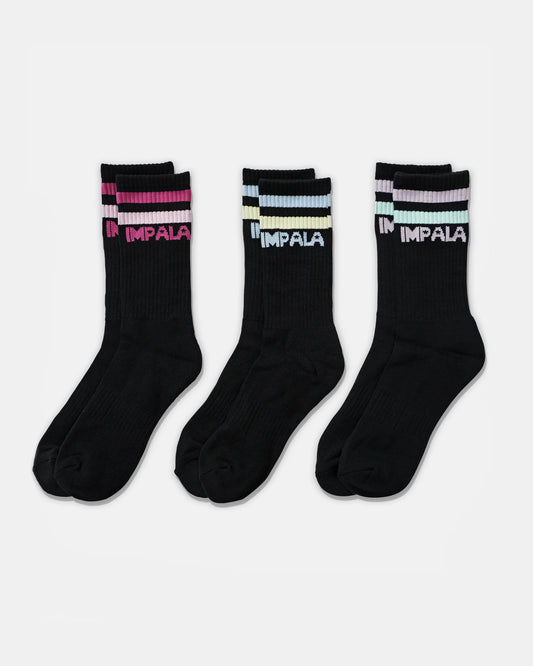 IMPALA // 3pk Socks BLACK STRIPE
