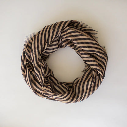 S O P H I E // Maxi Scarf Stripes CAMEL BLACK