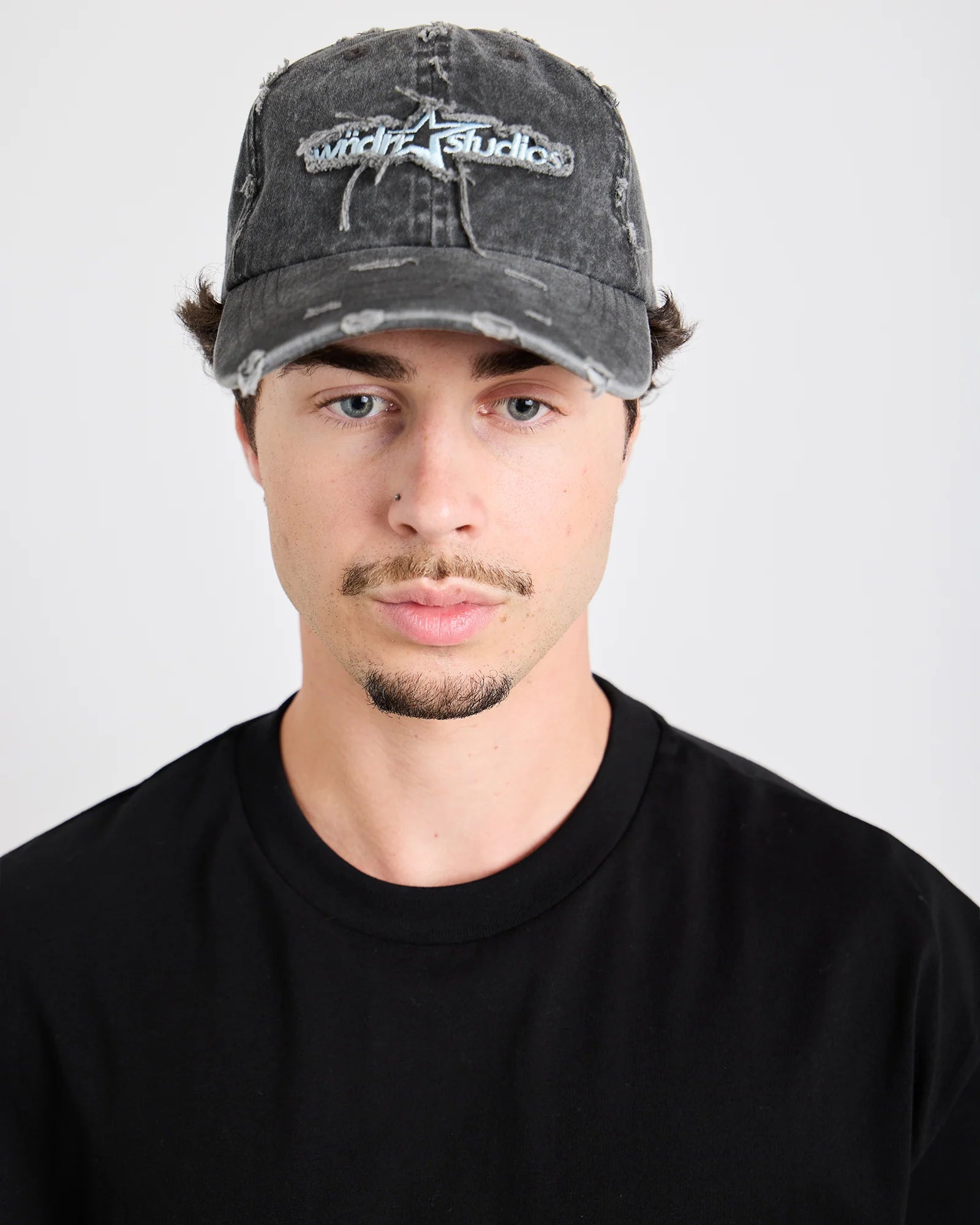 WNDRR // STXR Distressed Cap WASHED BLACK