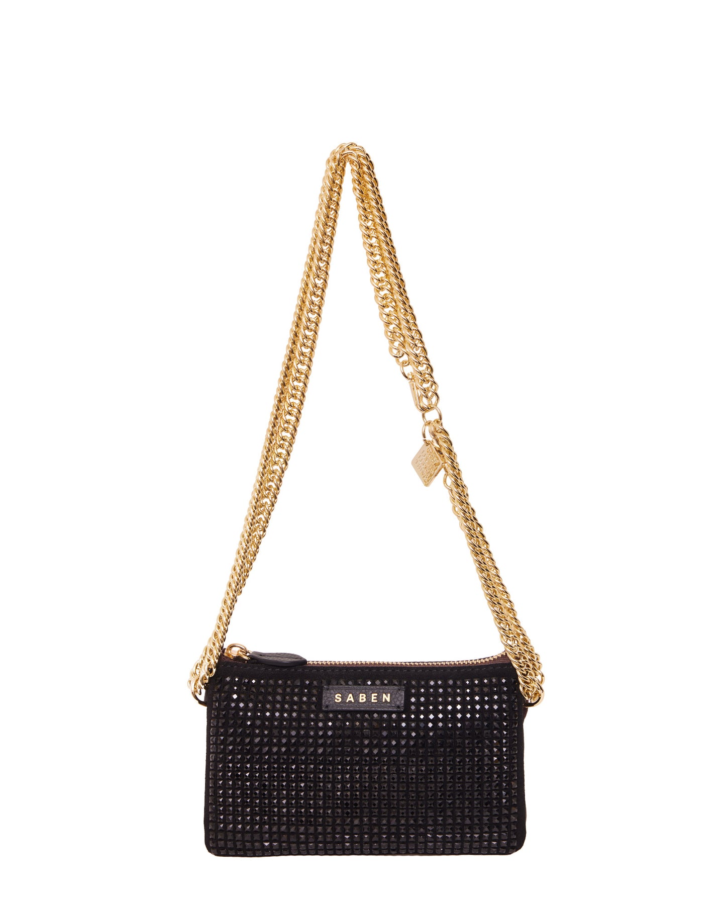 SABEN // Lily Mini Bag BLACK CRYSTAL + GOLD CURB CHAIN