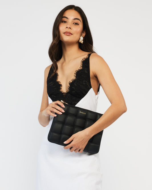 SABEN // Matilda Shoulder Bag BLACK WOVEN