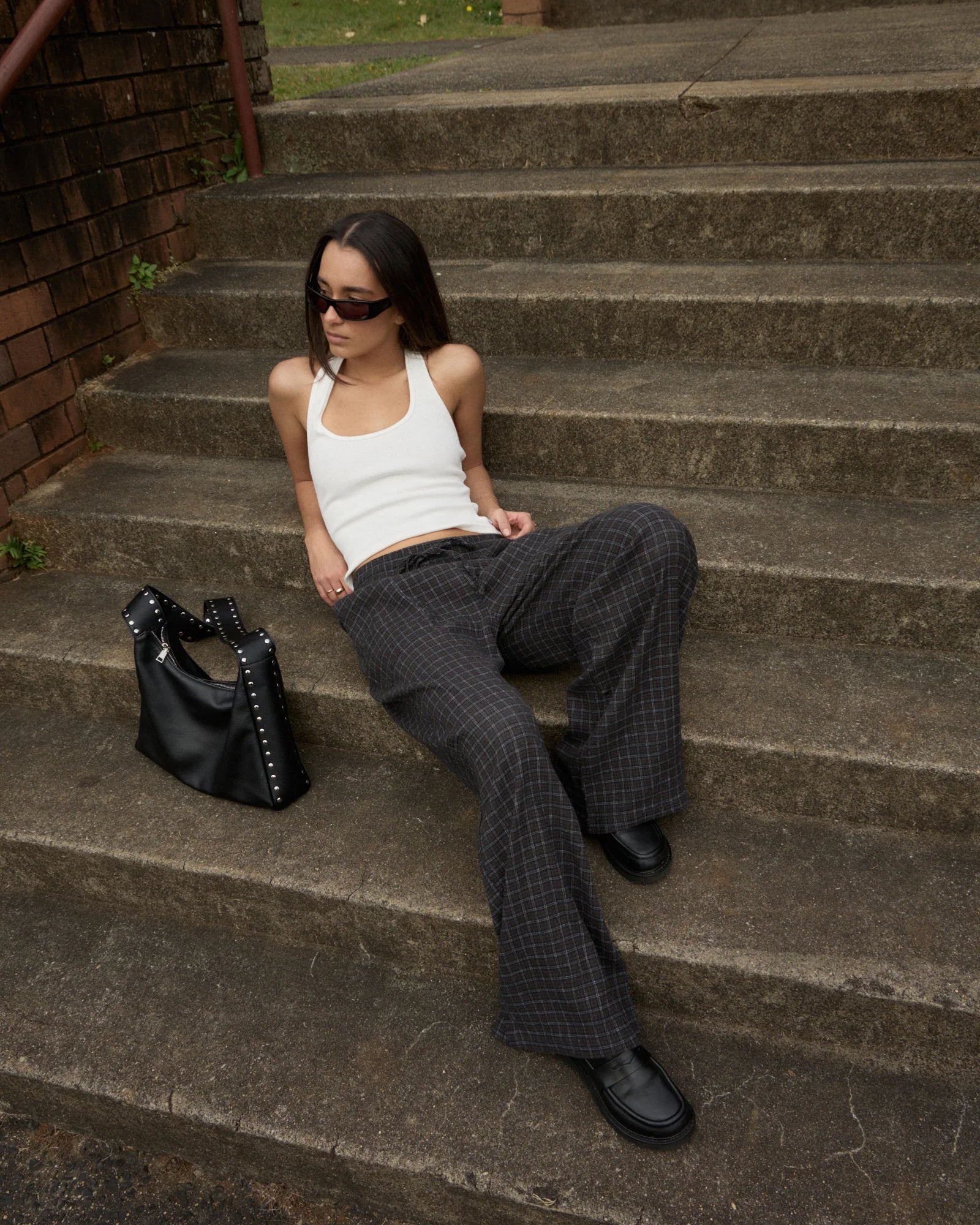 AFENDS // Dusk Seersucker Pant BLACK CHECK