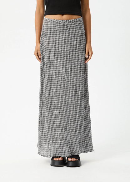 AFENDS // Asta Base Seersucker Skirt STEEL CHECK