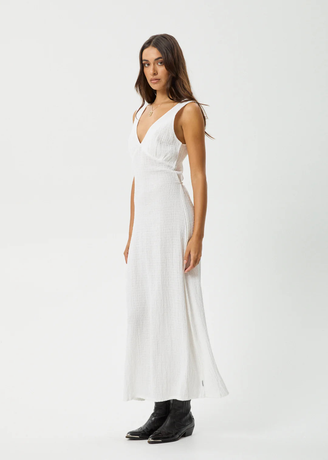 AFENDS // Focus Seersucker Maxi Dress WHITE