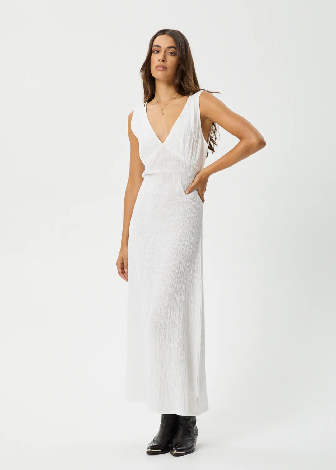 AFENDS // Focus Seersucker Maxi Dress WHITE