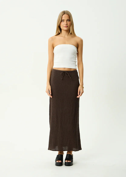 AFENDS // Focus Seersucker Maxi Skirt COFFEE
