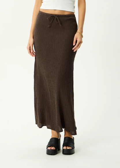 AFENDS // Focus Seersucker Maxi Skirt COFFEE