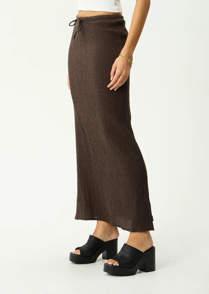 AFENDS // Focus Seersucker Maxi Skirt COFFEE
