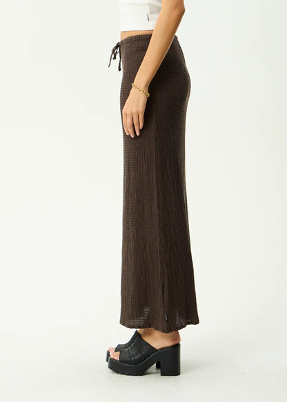 AFENDS // Focus Seersucker Maxi Skirt COFFEE