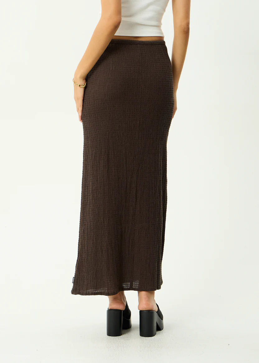 AFENDS // Focus Seersucker Maxi Skirt COFFEE