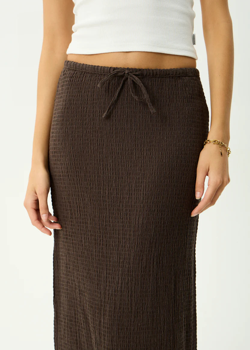 AFENDS // Focus Seersucker Maxi Skirt COFFEE