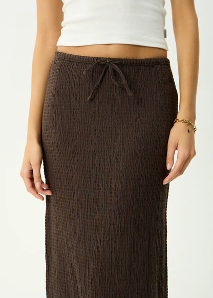 AFENDS // Focus Seersucker Maxi Skirt COFFEE