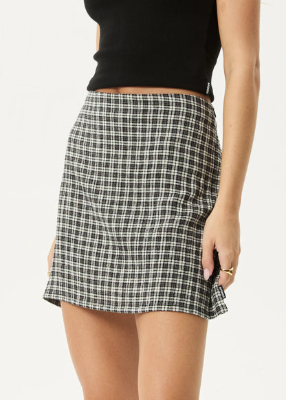 AFENDS // Aster Seersucker Mini Skirt STEEL CHECK