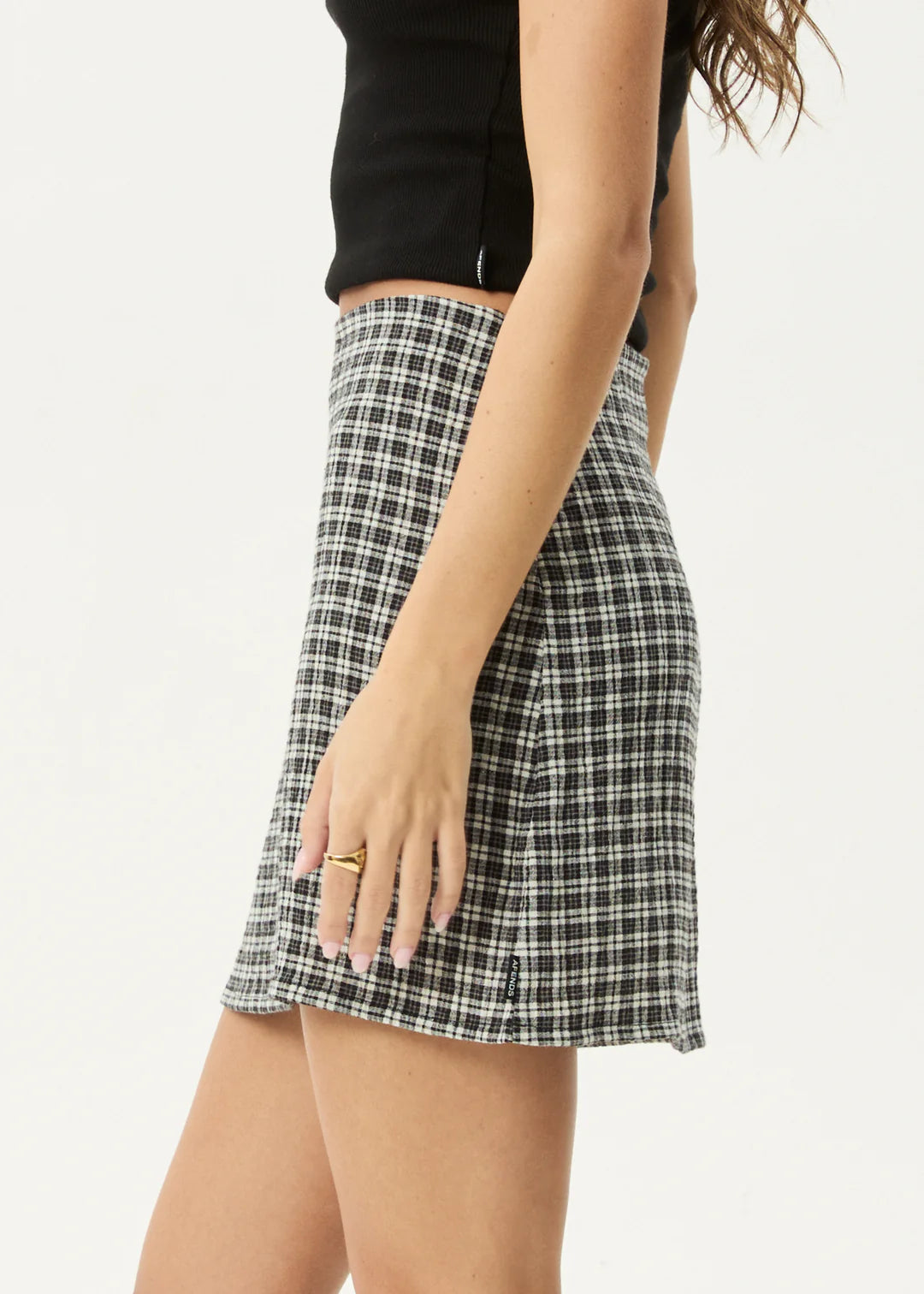 AFENDS // Aster Seersucker Mini Skirt STEEL CHECK