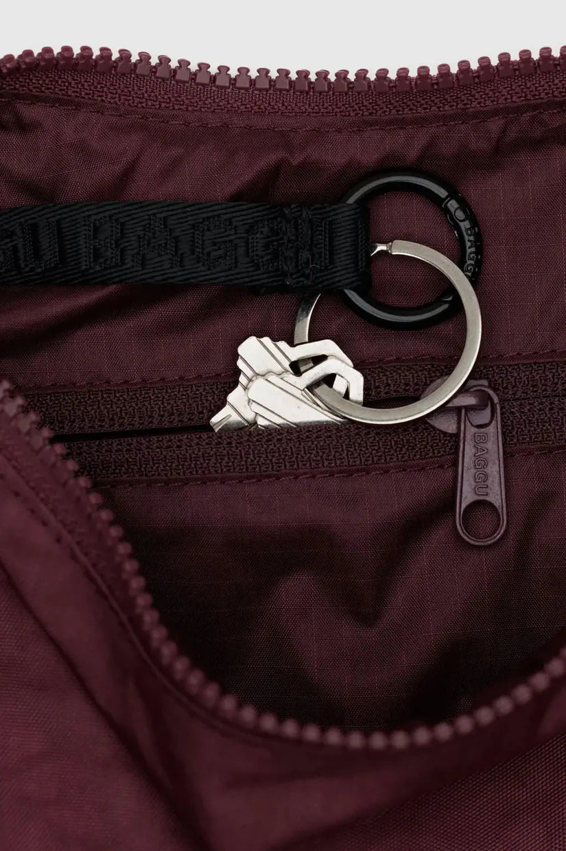 SMALL Nylon Crescent Bag MAHOGONY