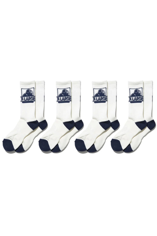 XLARGE // Classic OG Socks 4pck WHITE