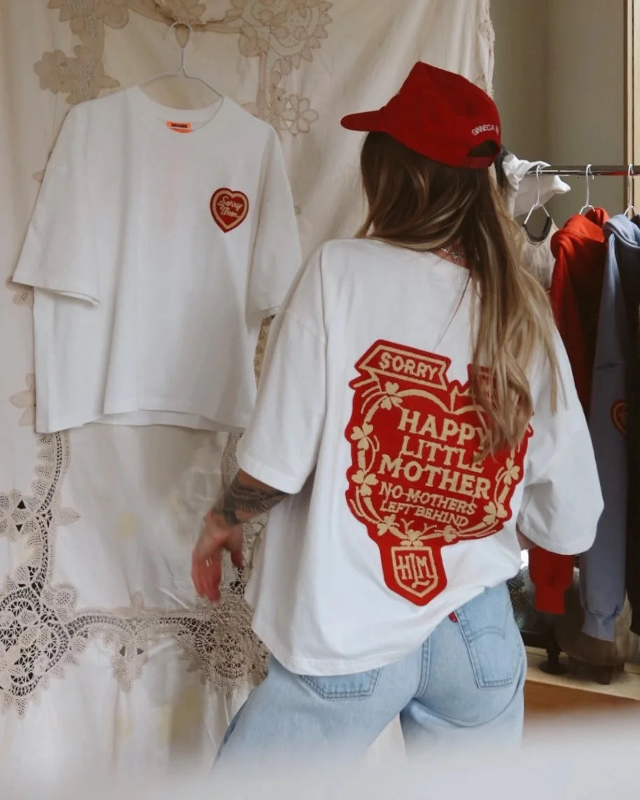 HAPPY LITTLE MOTHER // Sorry Mom Tee WHITE