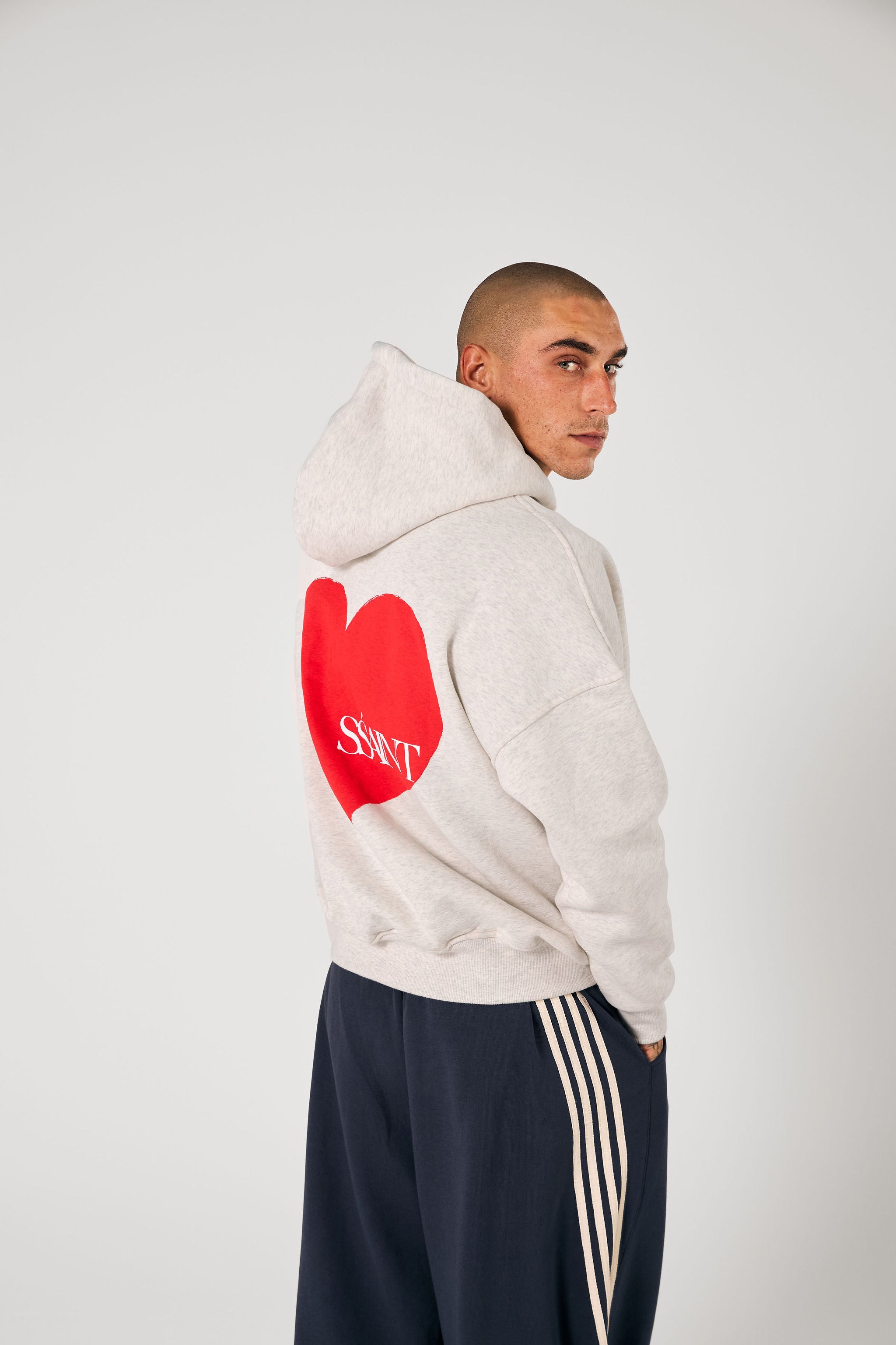 SSAINT // Heart Hoodie RED/GREY