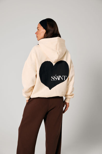 SSAINT // Heart Hoodie BLACK/BUTTER