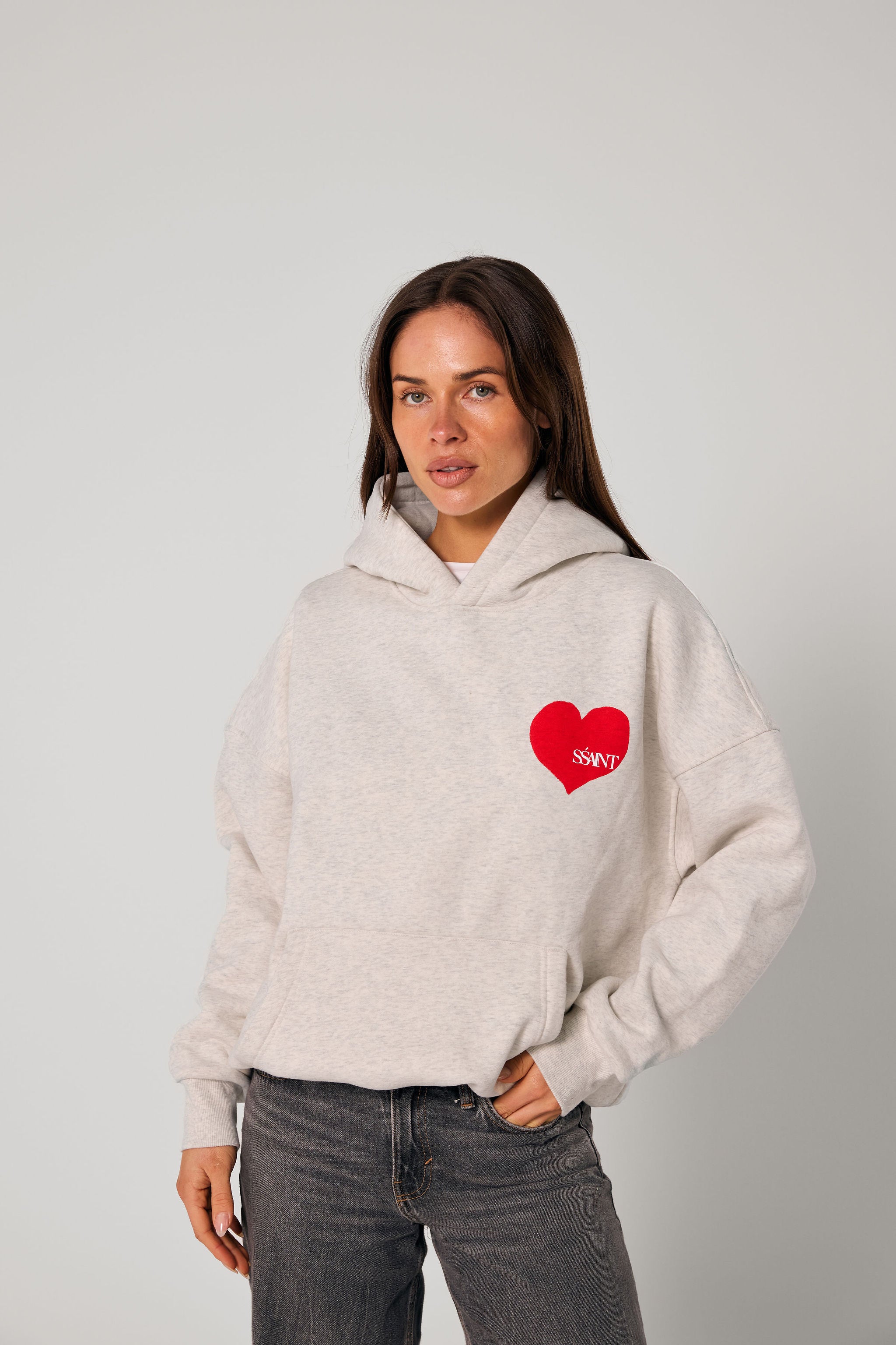 SSAINT // Heart Hoodie RED/GREY