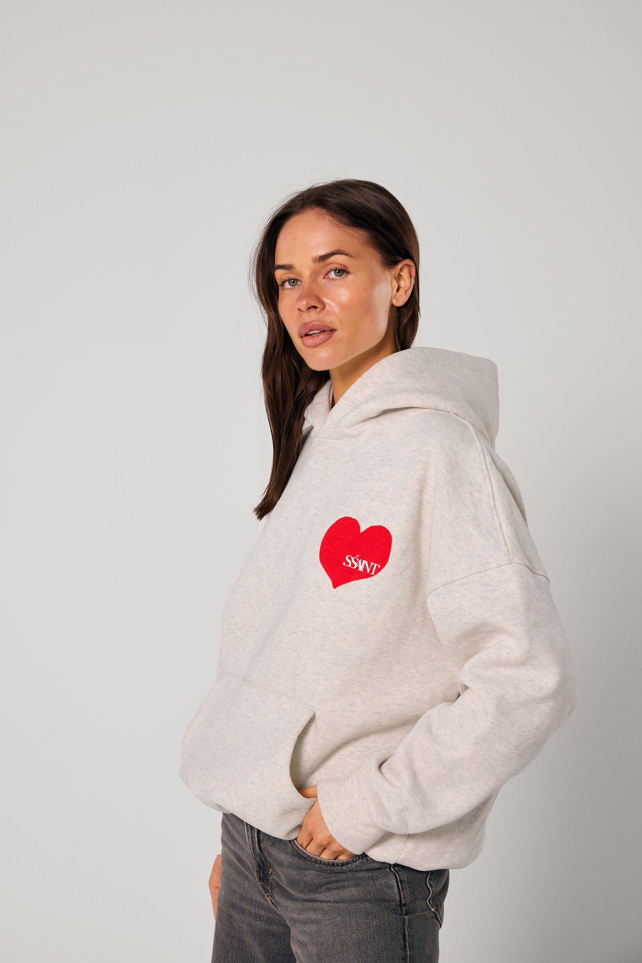 SSAINT // Heart Hoodie RED/GREY