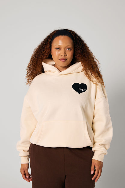 SSAINT // Heart Hoodie BLACK/BUTTER
