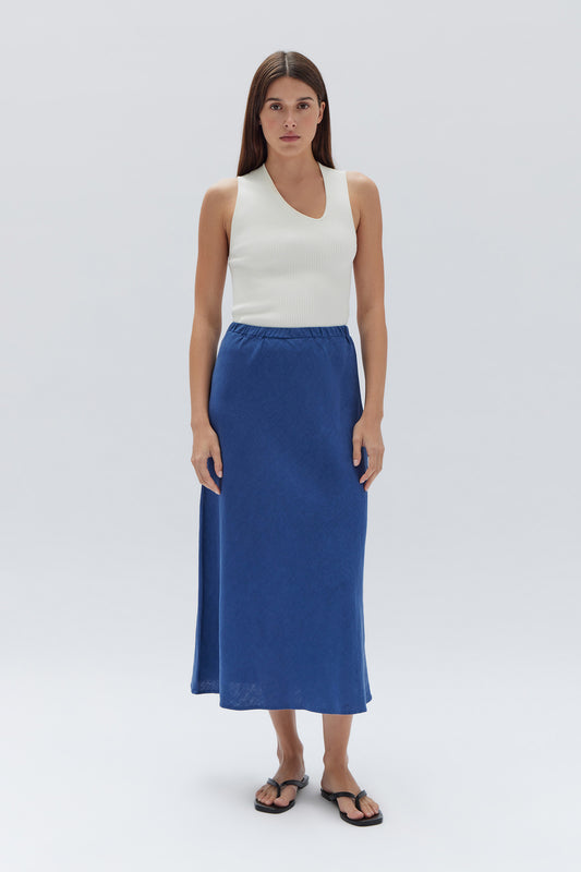 ASSEMBLY LABEL // Stella Linen Bias Skirt ROYAL