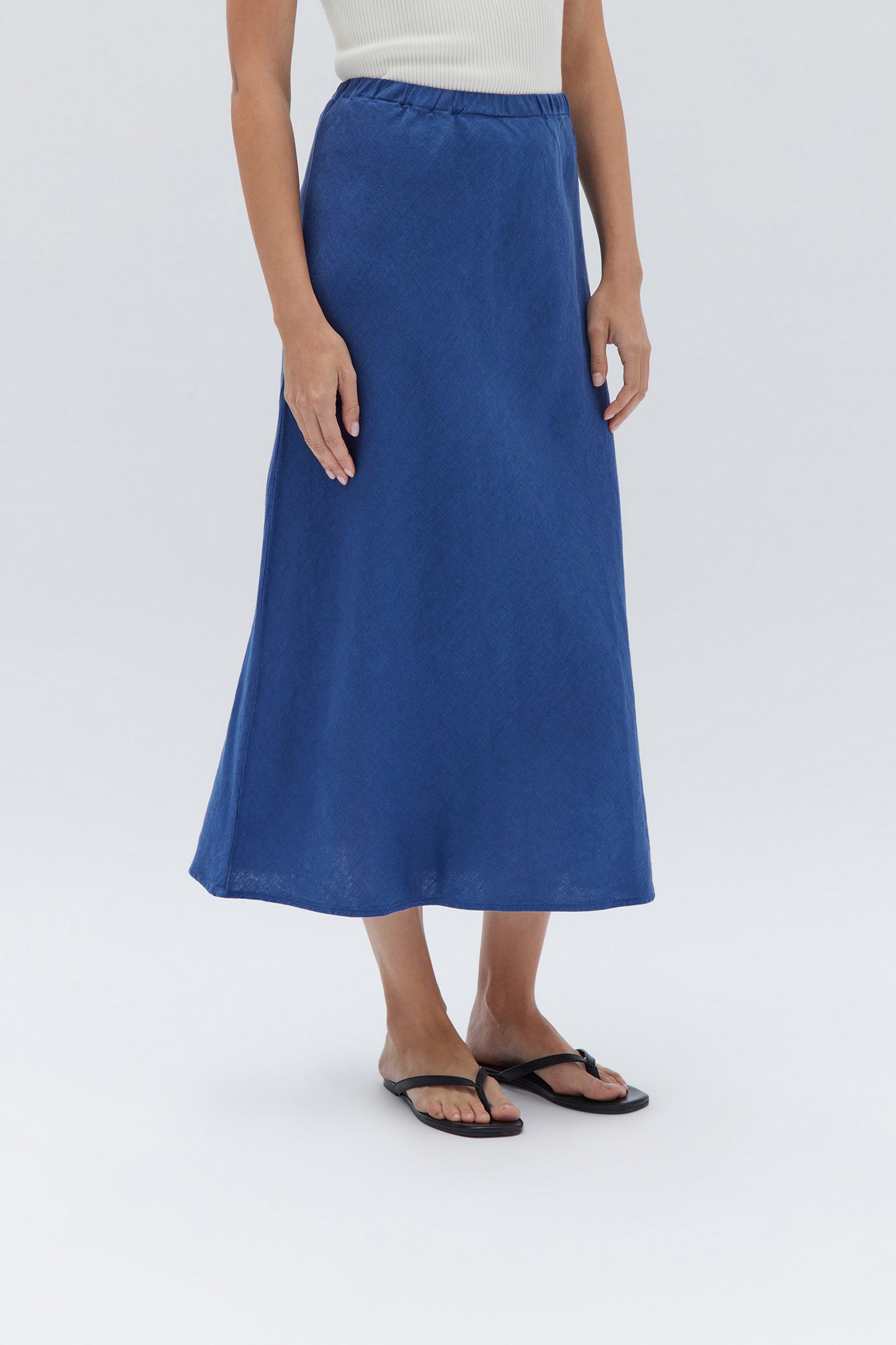 ASSEMBLY LABEL // Stella Linen Bias Skirt ROYAL