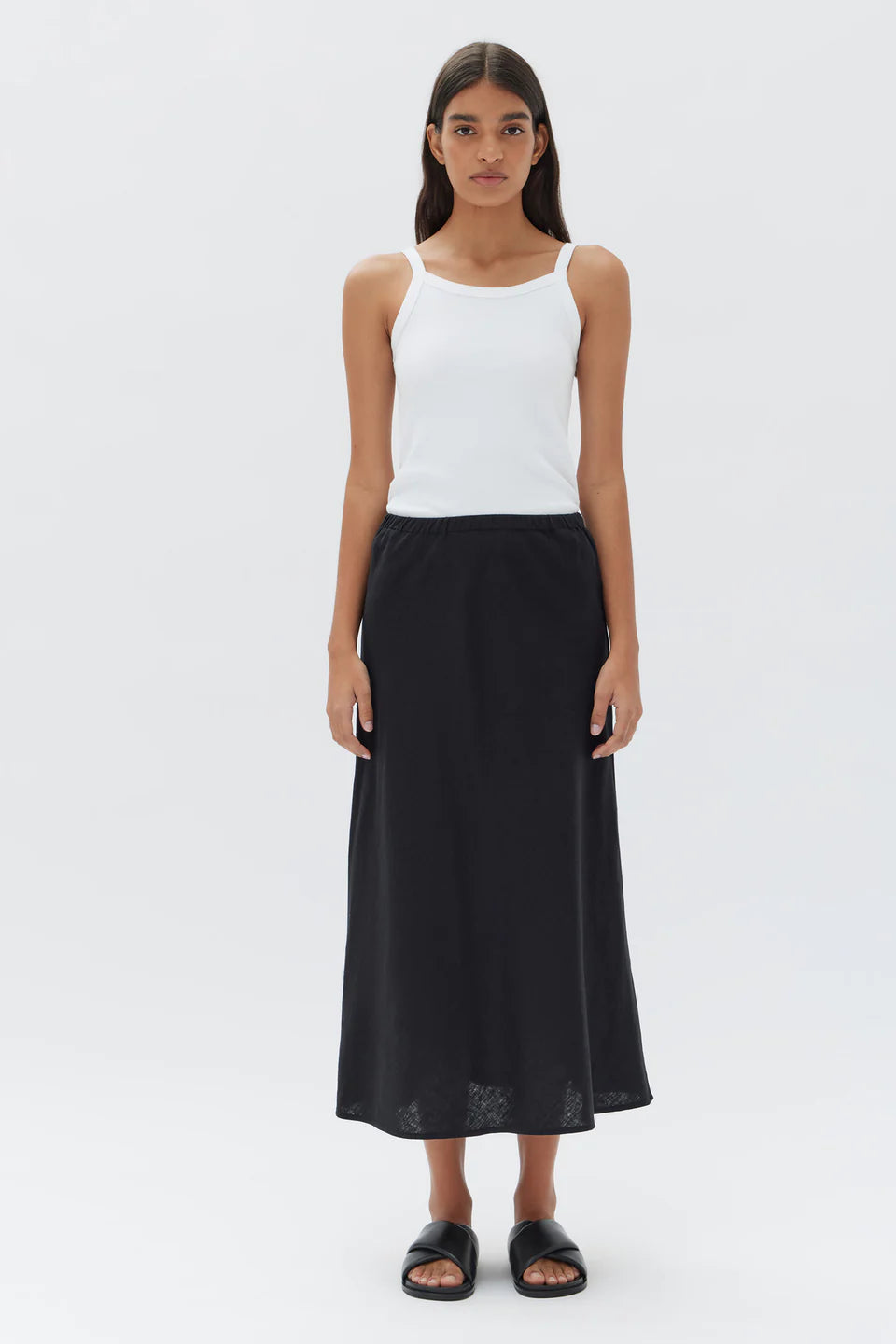 ASSEMBLY LABEL // Stella Linen Bias Skirt BLACK