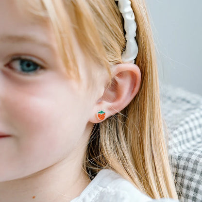 SILVER LININGS // Kids Strawberry Enamel Studs