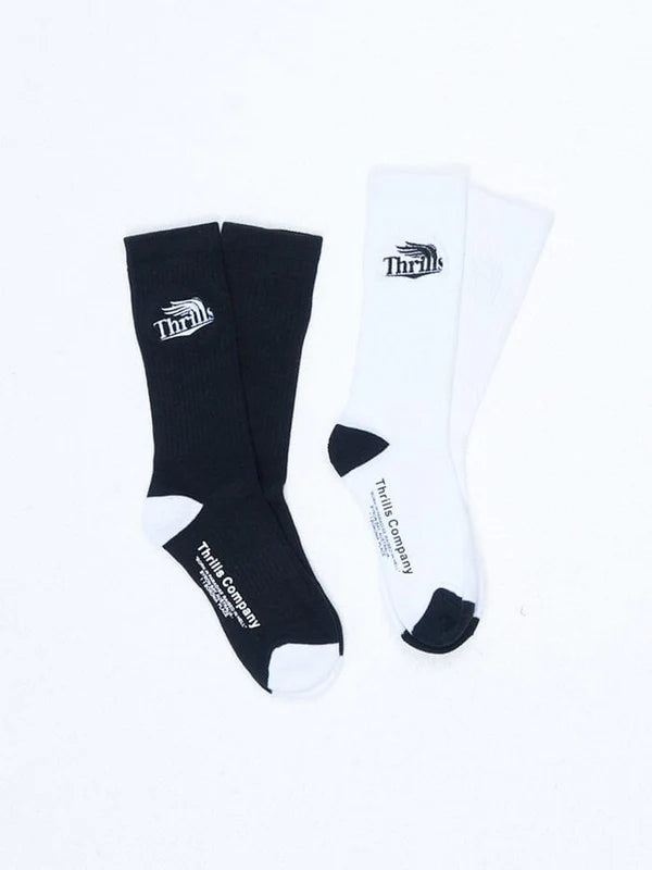 THRILLS // High Life 2pack Socks BLACK WHITE